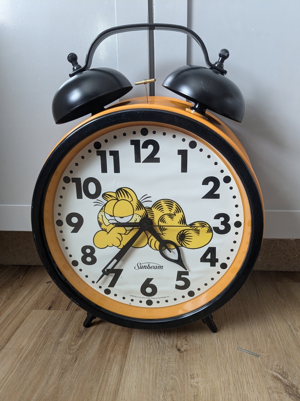 Sunbeam Orange and Black Garfield Twin-Bell Wall Clock